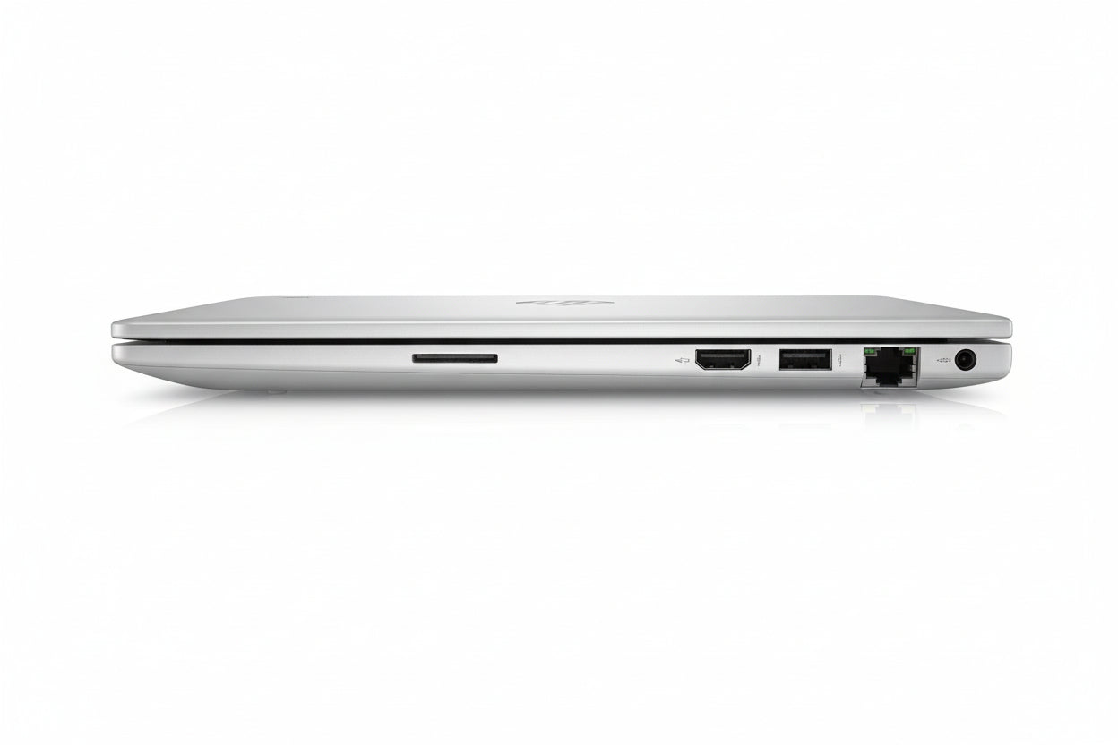 Left side ports of HP EliteBook 8 G1i including dual Thunderbolt 4 and HDMI 2.1.

