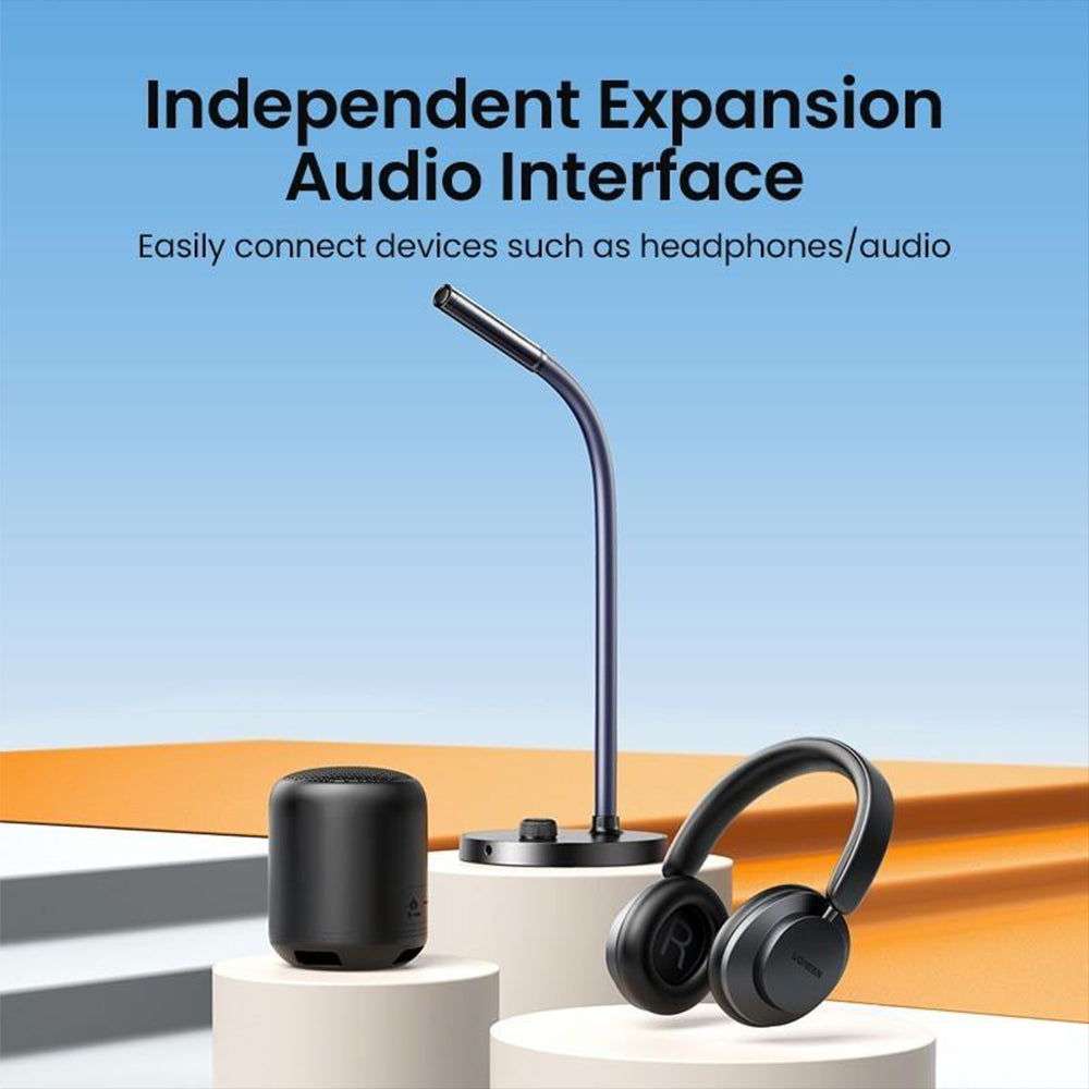 UGreen USB Desktop Basic Microphone – Black, Plug-and-Play 16-bit 48KHz Audio