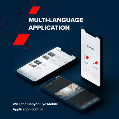 CANYON car recorder DVR10GPS FullHD 1080p Wi-Fi GPS Black with multi-language app and Wi-Fi controls for easy usage.