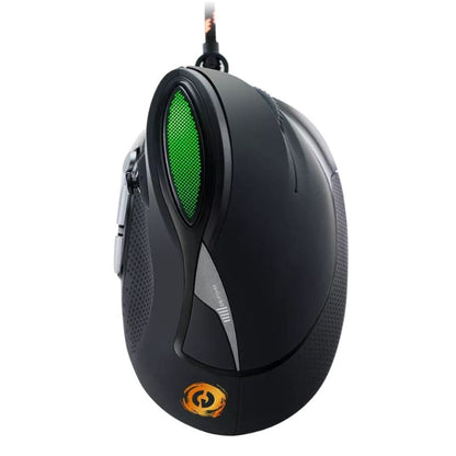 CANYON Emistat GM-14 Vertical Wired Ergonomic Mouse, 7 Buttons, 4800 DPI – Black, green LED accent