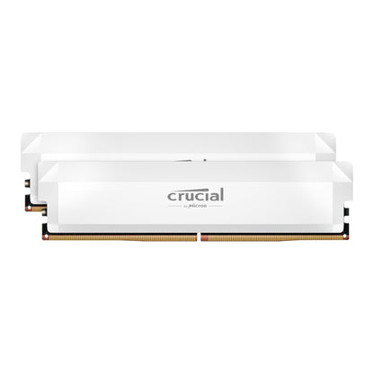 Crucial Pro DDR5 6400MHz 32GB Overclocking Memory Kit - White enhances desktop performance and speed for demanding tasks.