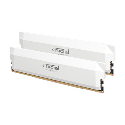 Crucial Pro DDR5 6400MHz 32GB Overclocking Memory Kit - White, ideal for boosting desktop performance and multitasking.