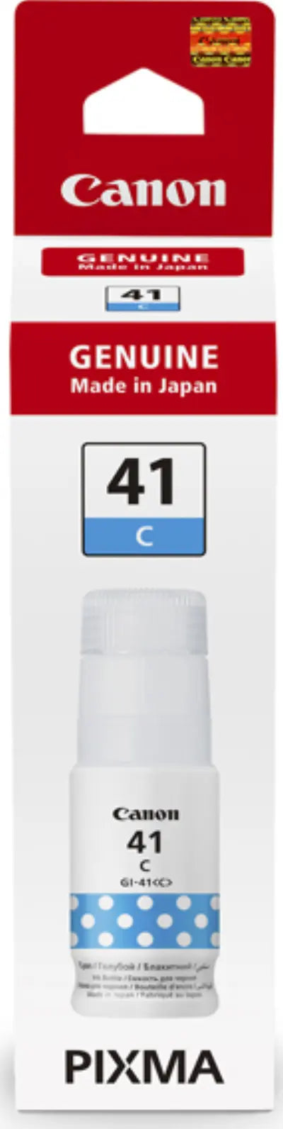 Canon ink cartridge with red and white label on a white background