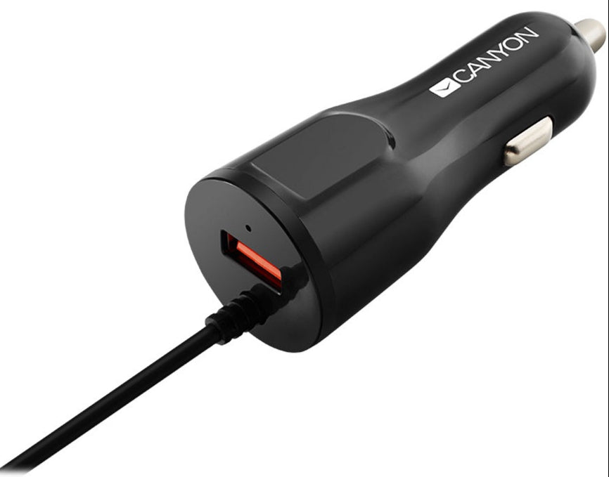 Canyon Car Charger 2.4A USB-A Lightning - CNE-CCA033B-US - Black
