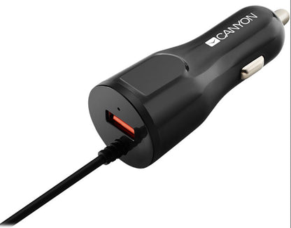 Canyon Car Charger 2.4A USB-A Lightning - CNE-CCA033B-US - Black