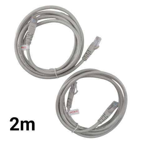 Cat6 Solid Copper 2m (2x) - Light Grey Cable - CAT6-SC-02X2