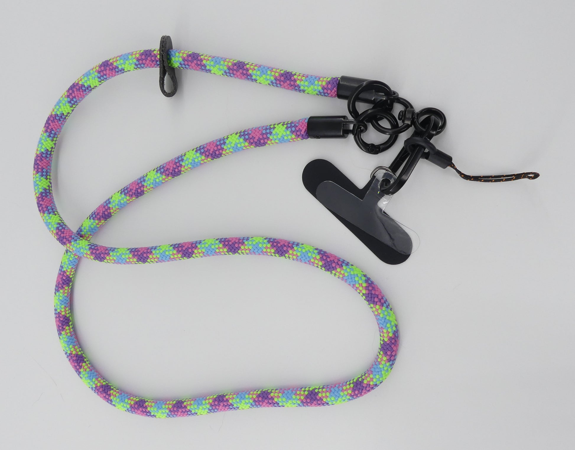 Cellphone Lanyard 85cm with Clip Holder - Green Multi-colour – LNY-09