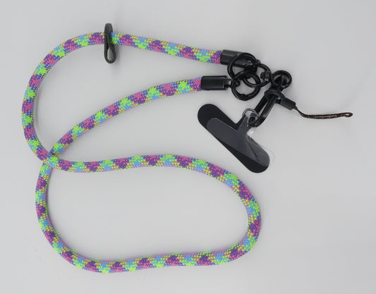 Cellphone Lanyard 85cm with Clip Holder - Green Multi-colour – LNY-09