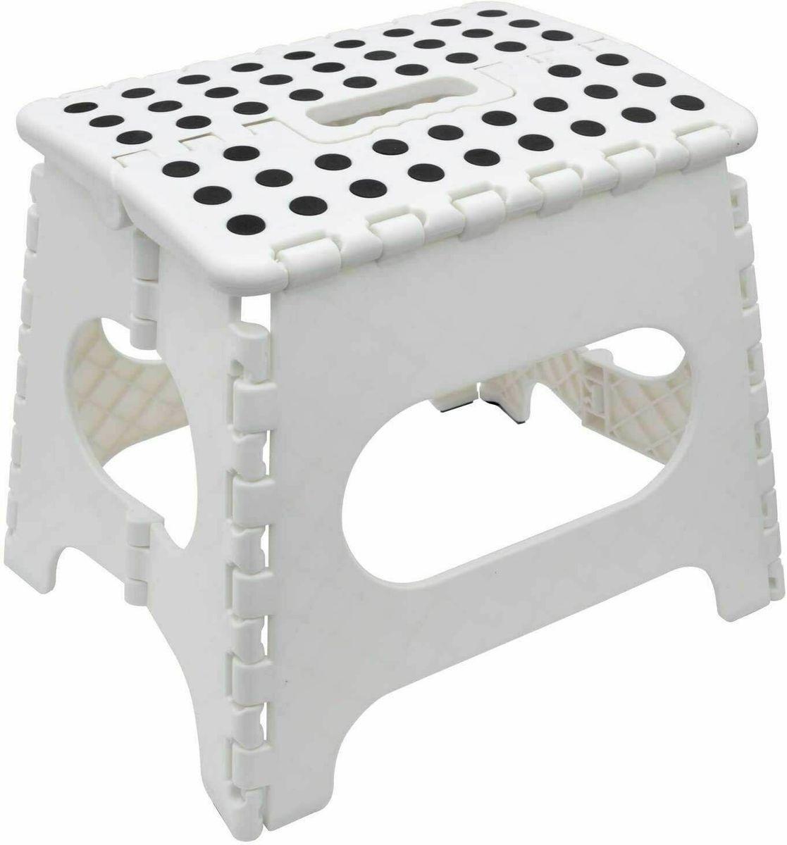 Compact Folding Step Stool - White - Supports Up to 130kg - STEP-WT
