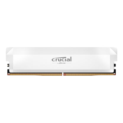 Crucial Pro Overclocking 16GB DDR5 6400MHz UDIMM CL38 Desktop Memory – White High-Speed RAM for gamers and creators.