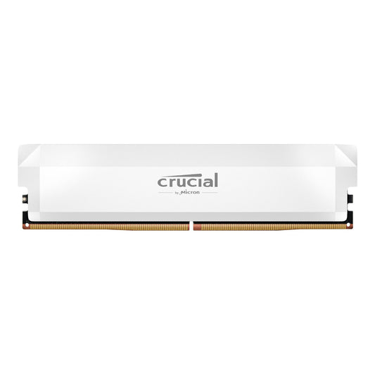 Crucial Pro Overclocking 16GB DDR5 6400MHz UDIMM CL38 Desktop Memory – White High-Speed RAM for gamers and creators.