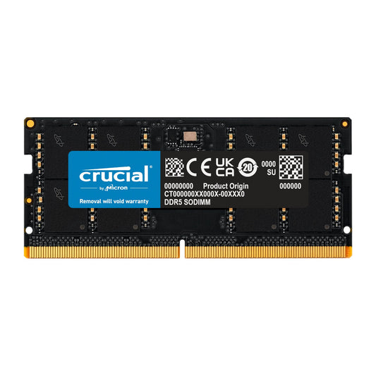 Crucial 64GB DDR5‑5600MHz CL46 262‑Pin SO‑DIMM Laptop Memory module for enhanced multitasking and performance.