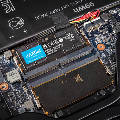 Crucial 64GB DDR5‑5600MHz CL46 262‑Pin SO‑DIMM Laptop Memory enhances performance for multitasking and content creation.