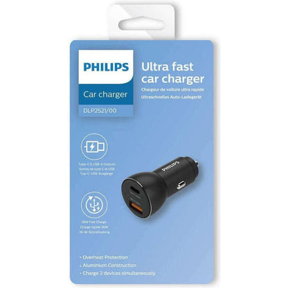 Philips DLP2521/00 dual-port car charger alternate view