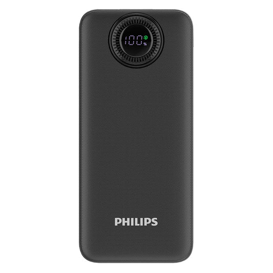 Black Philips power bank on a white background