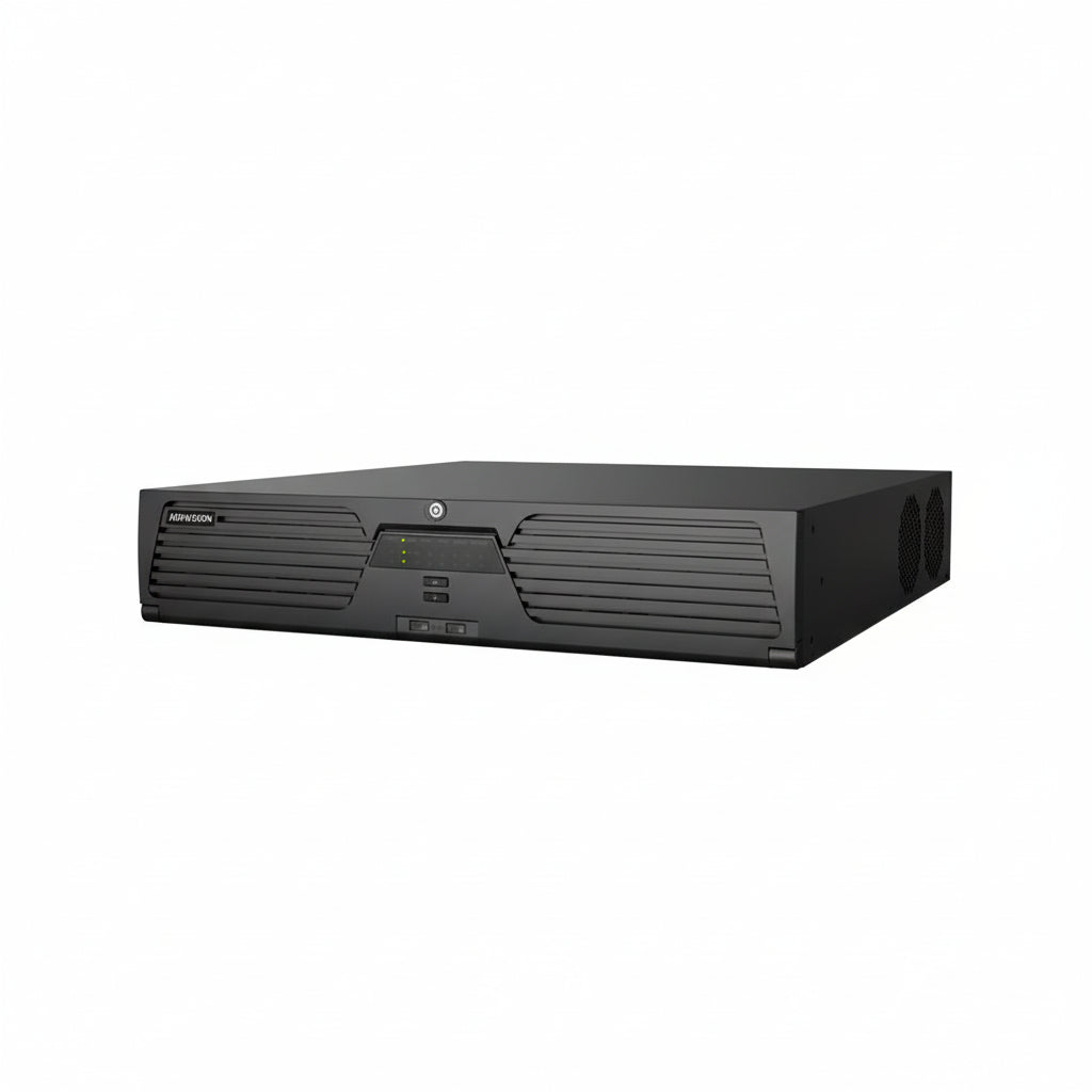 Hikvision 64-channel Acusense NVR front panel.

