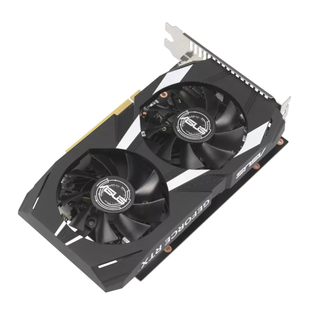 ASUS Dual GeForce RTX 3050 OC 6GB GDDR6 Gaming Graphics Card features dual fans for efficient cooling in compact builds.