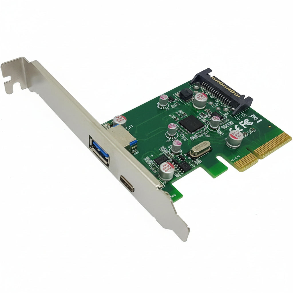 MicroWorld USB 3.1 Type C Dual Expansion Card - Ultra-Fast Data Transfer and Charging Solution - E1001