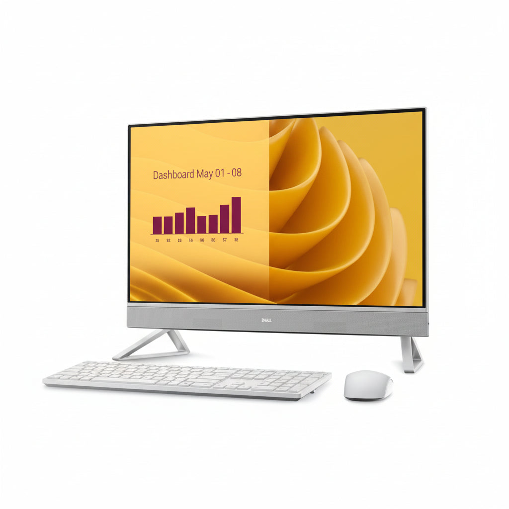 Side angle of Dell EC27250 showing slim profile and modern stand