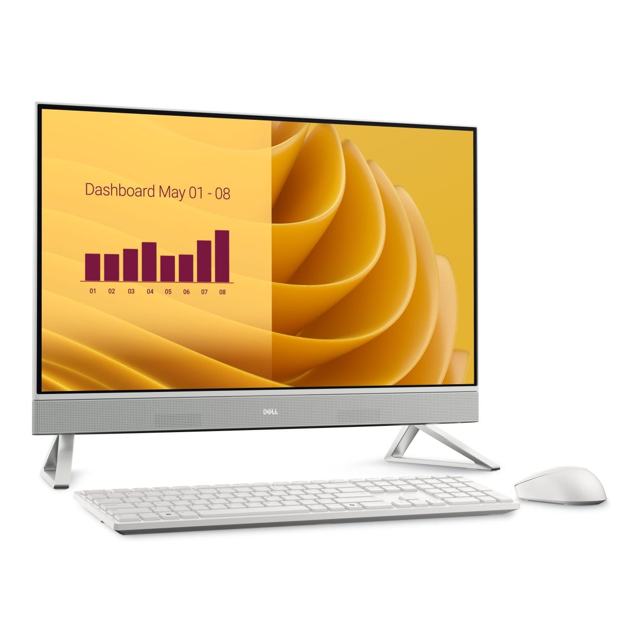 Rear view of Dell 27 EC27250 all-in-one PC in pearl white finish
