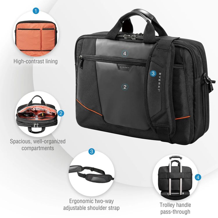 Everki Flight briefcase EKB419 interior detail
