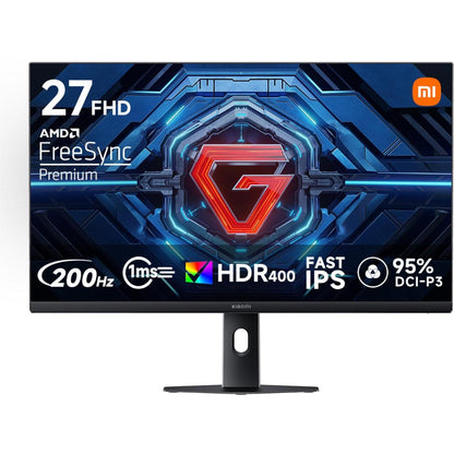 Gaming monitor with specifications on a white background