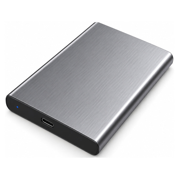 M-LINK EXT-500-A 500GB external hard drive with silver aluminium casing and USB-C port