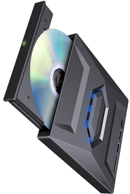 The drive connected to a modern laptop via a USB-C cable.

