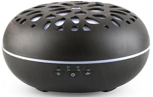 Elegant Ultrasonic Aroma Diffuser: 350ml Floral Dark Design with LED Light - DC-2740-D