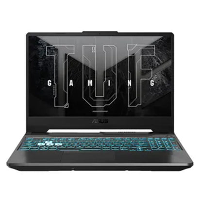 Gaming laptop with TUF branding on a white background