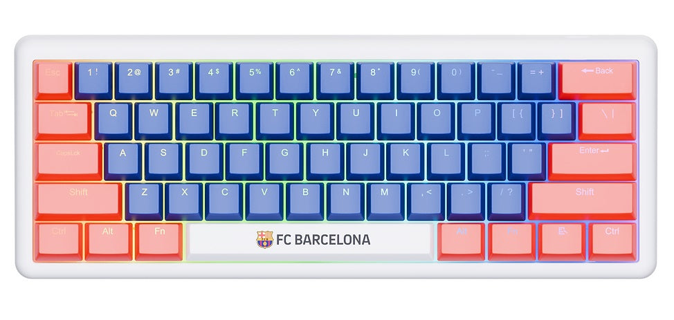 FCB KR2 Multi-Mode Wireless Mechanical Gaming Keyboard - Bluetooth, 2.4GHz, Type-C Connectivity - OCFCBKR61 with vibrant keys.