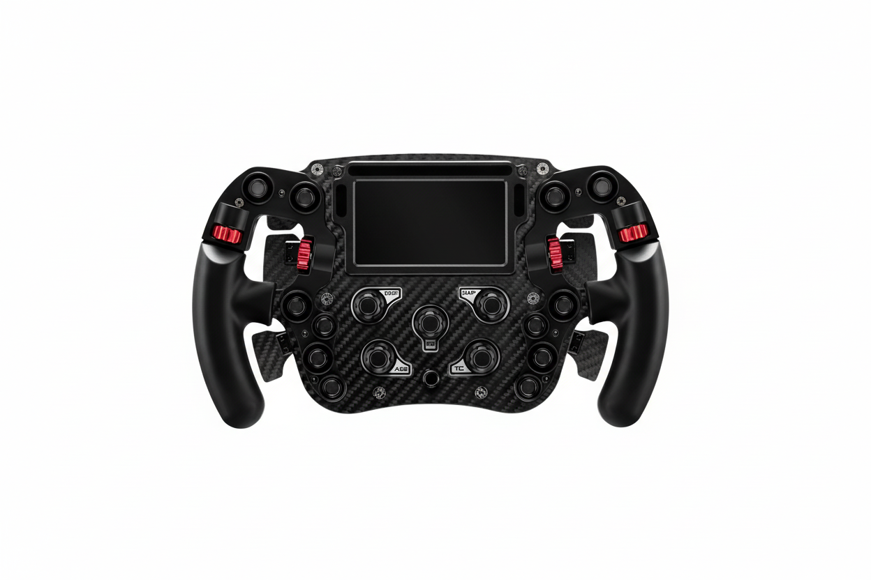 Side profile showing the custom silicone grip and carbon fiber construction.

