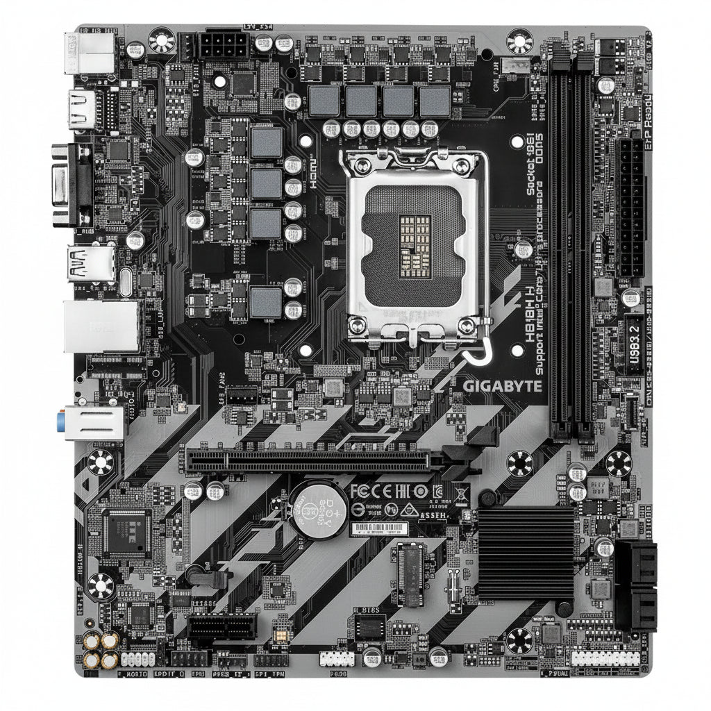 Top-down view of the Gigabyte A520M S2H Micro-ATX motherboard.

