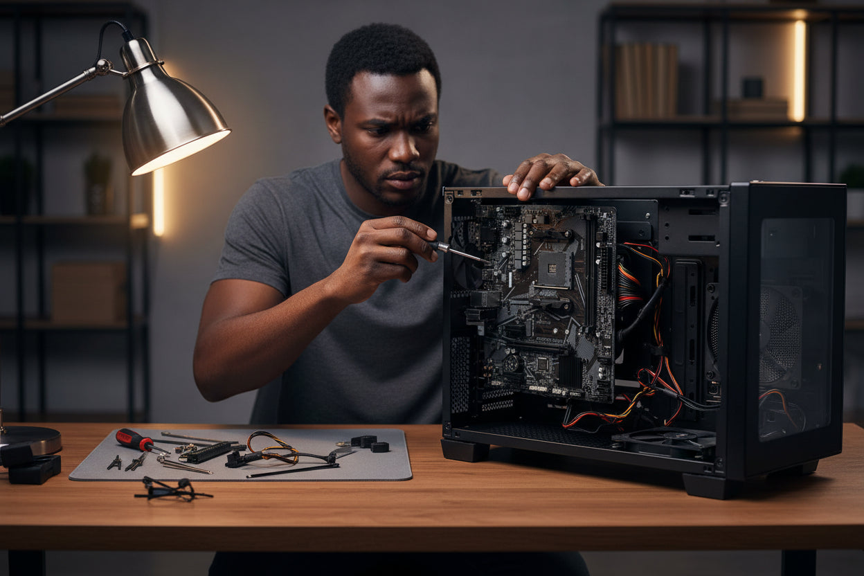 The motherboard's two DDR4 memory slots shown in detail.

