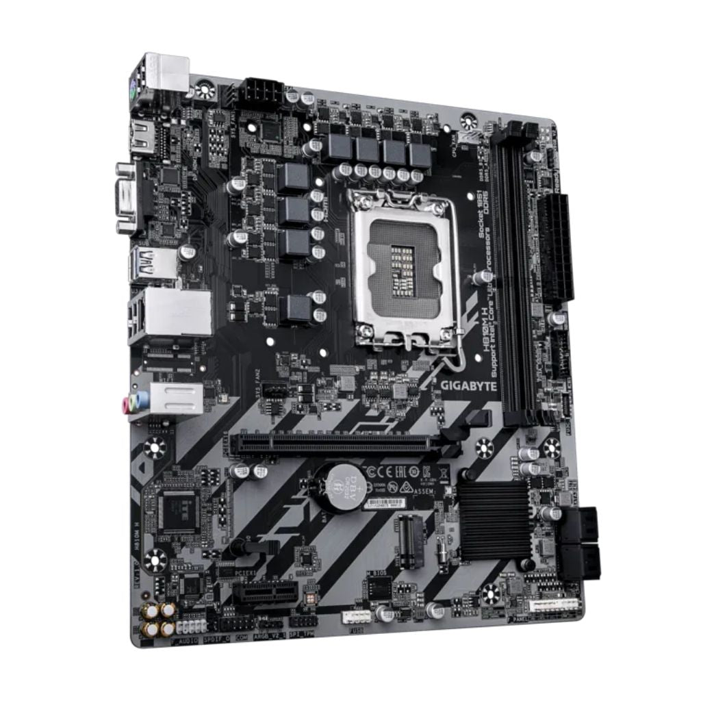 Close-up of the motherboard's LGA1851 CPU socket and surrounding power delivery components.