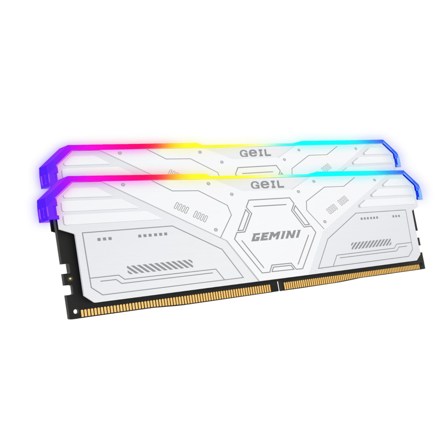 Upgrade your gaming setup with the GeiL Gemini RGB 32GB KIT(2X16GB) 6000MHz DDR5 Desktop Gaming Memory - White.