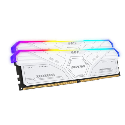 Upgrade your gaming setup with the GeiL Gemini RGB 32GB KIT(2X16GB) 6000MHz DDR5 Desktop Gaming Memory - White.