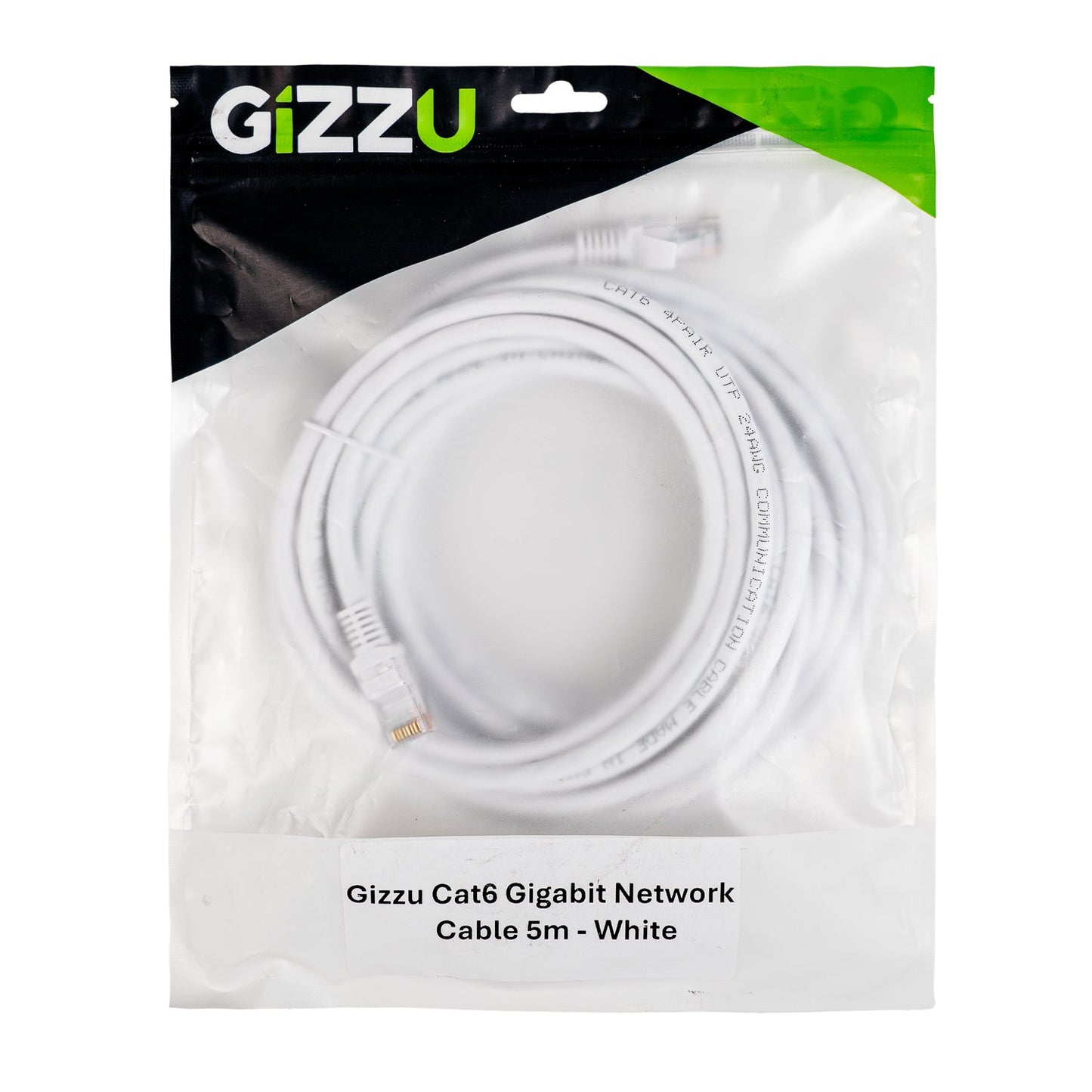 Gizzu Cat6 UTP Fly Lead Ethernet Network Cable 5m – White
