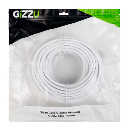 Gizzu Cat6 UTP Fly Lead Ethernet Network Cable 20m – White