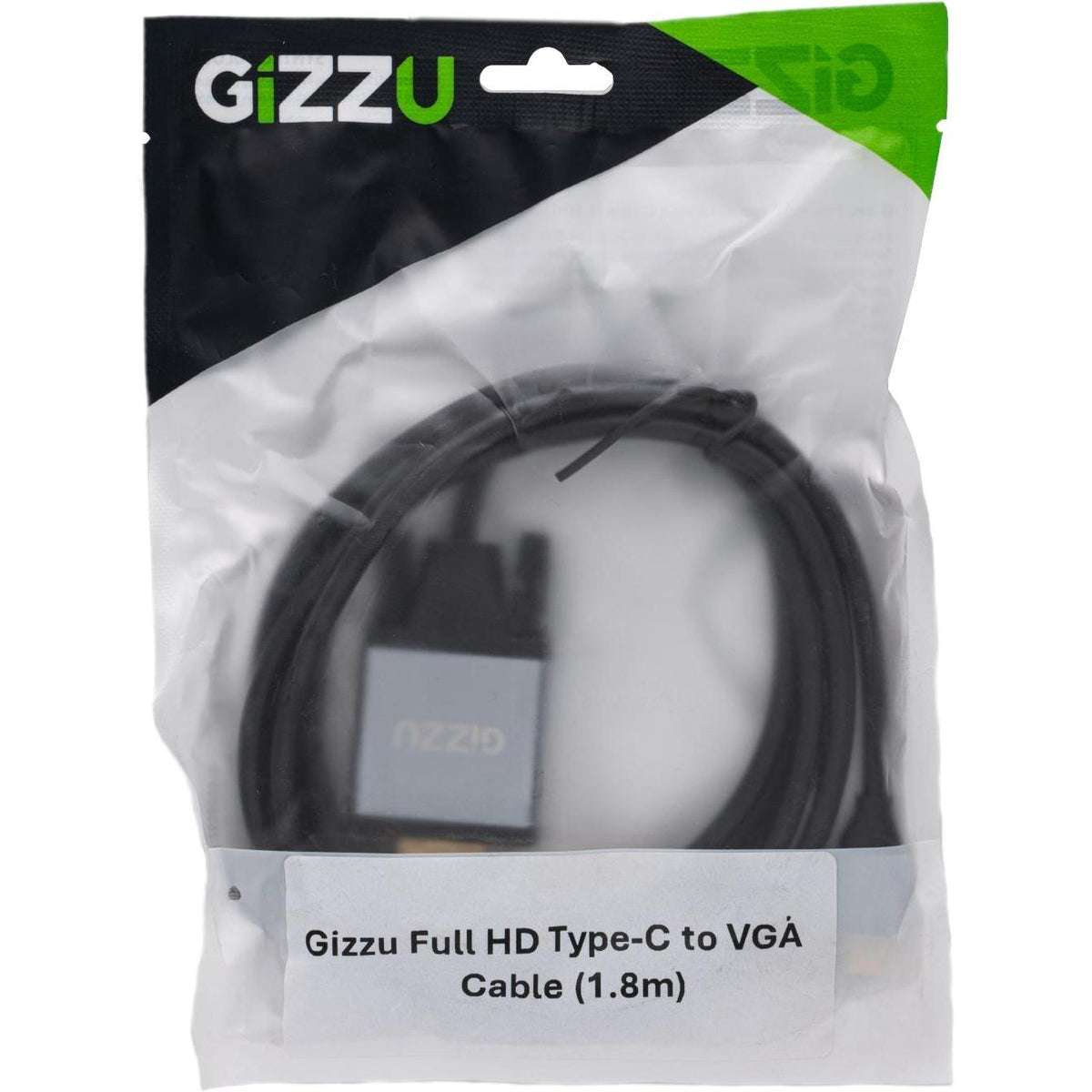 Gizzu Full HD Type-C to VGA Cable (1.8m) - Black
