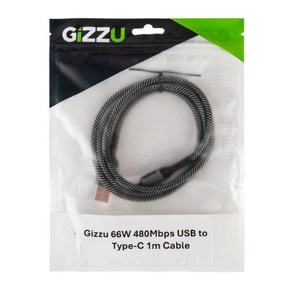 GIZZU 66W 480Mbps USB to Type-C 2m Cable