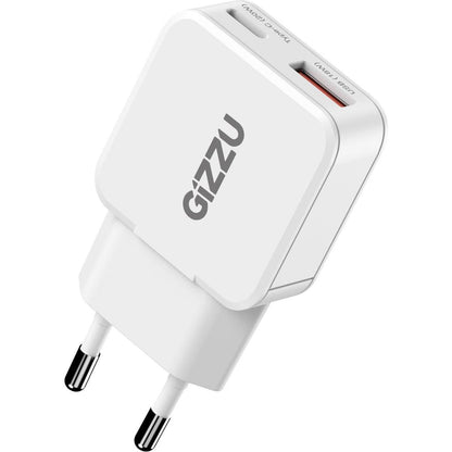 Gizzu 2-Port 20W GaN Wall Charger USB-C PD Fast Dual Port Travel Adapter Compact