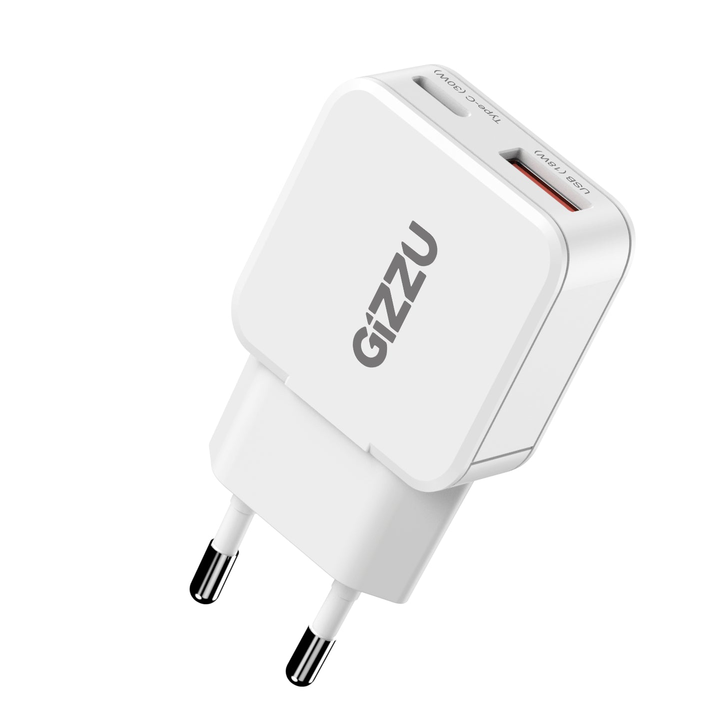 Gizzu 2-Port 30W GaN Wall Charger USB-C PD Fast Dual Port Travel Adapter Compact