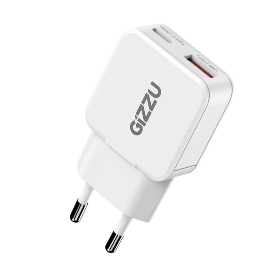Gizzu 2-Port 30W GaN Wall Charger USB-C PD Fast Dual Port Travel Adapter Compact