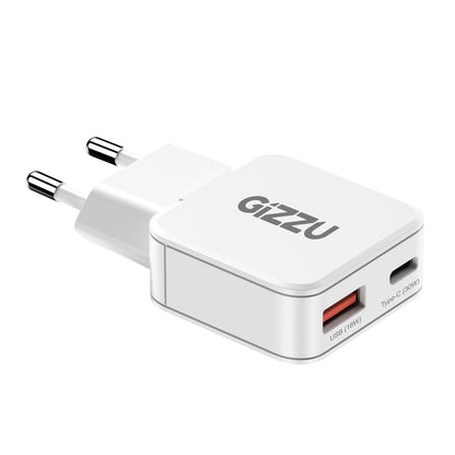 Gizzu 2-Port 30W GaN Wall Charger USB-C PD Fast Dual Port Travel Adapter Compact