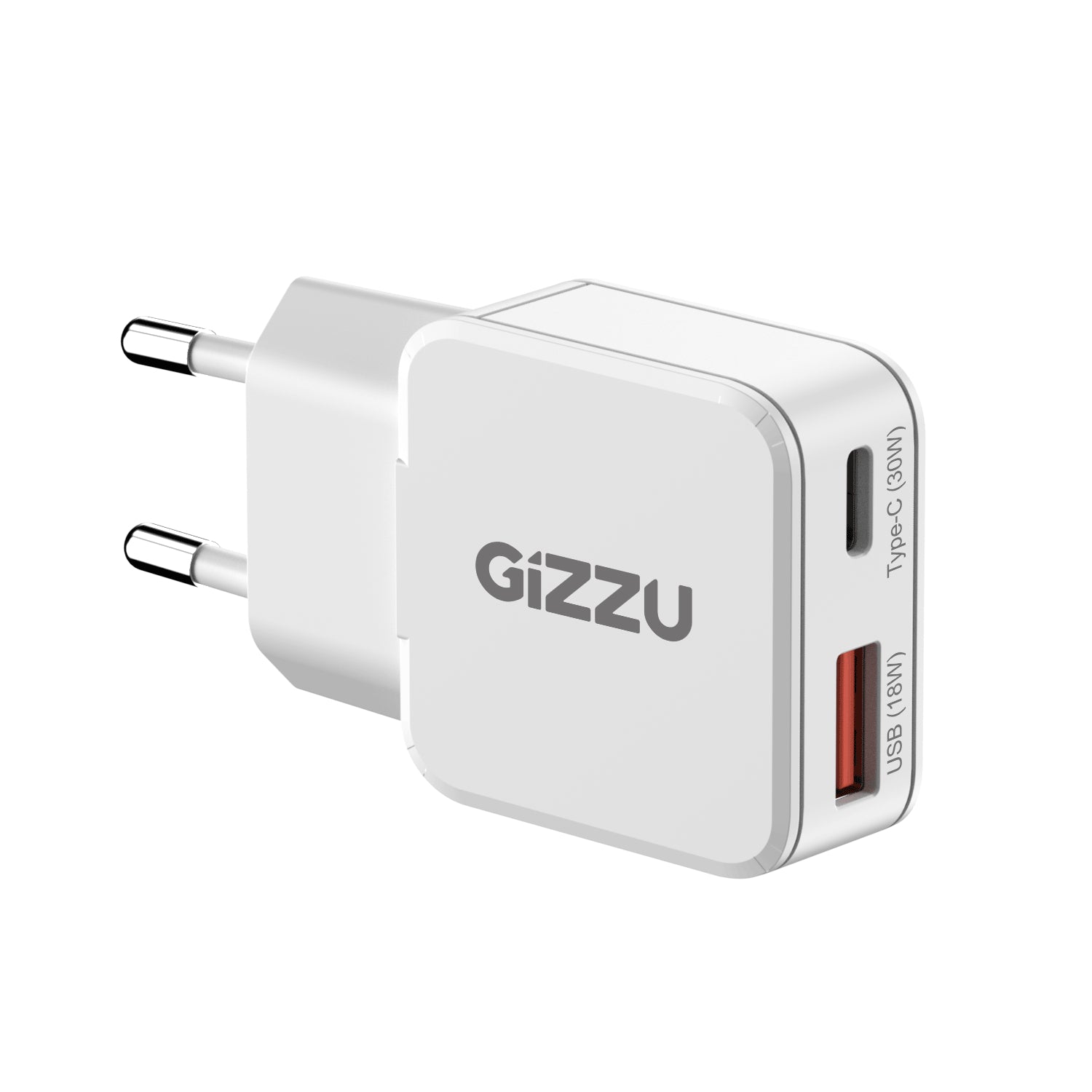 Gizzu 2-Port 30W GaN Wall Charger USB-C PD Fast Dual Port Travel Adapter Compact