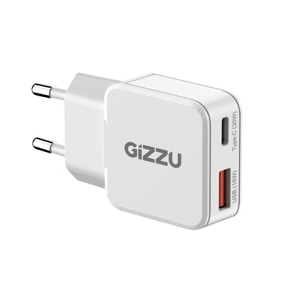 Gizzu 2-Port 30W GaN Wall Charger USB-C PD Fast Dual Port Travel Adapter Compact