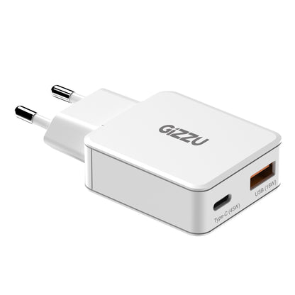 Gizzu 2-Port 45W GaN Wall Charger USB-C PD Fast Charging Compact Travel Adapter
