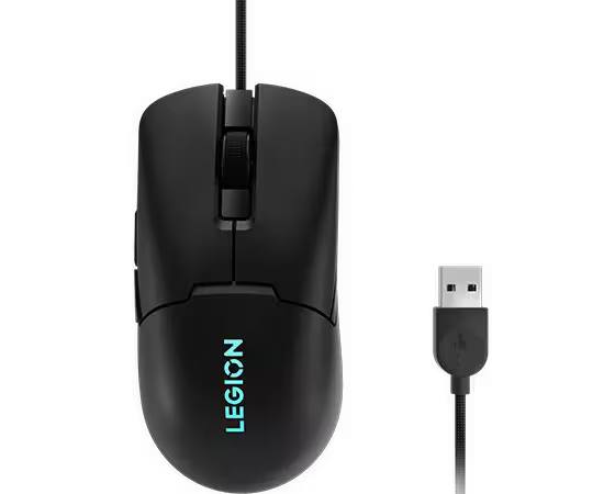 Lenovo Legion M300s RGB Gaming Mouse – Lightweight, Ambidextrous, 8000 DPI, 6 Buttons – Black for precise, comfortable gaming.