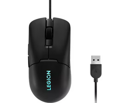 Lenovo Legion M300s RGB Gaming Mouse – Lightweight, Ambidextrous, 8000 DPI, 6 Buttons – Black for precise, comfortable gaming.